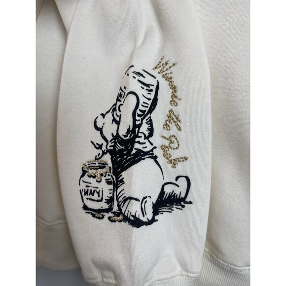 Disney Winnie the Pooh Christopher Robin Bday Party Sweatshirt Hoodie Ivory XL - Picture 8 of 13